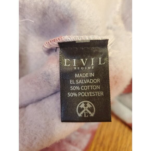 Civil Regime Aqua Marble Rose Hoodie Mens Size Small Tie Dye Embroidered Roses - Picture 6 of 12